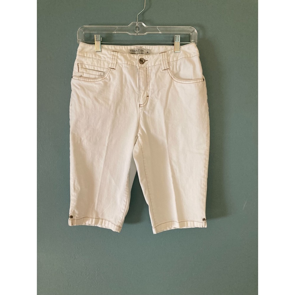 Tribal Jeans stretch-extensible white Bermuda shorts 12.5" inseam size 4